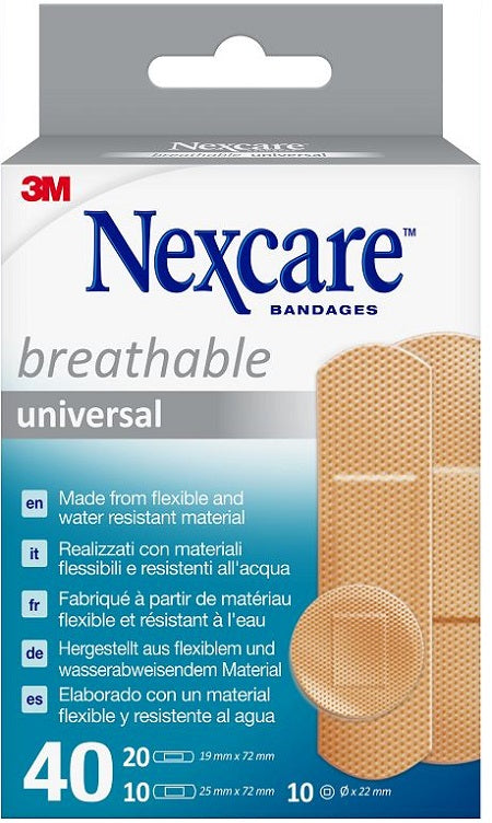 NEXCARE UNIVERSAL PREPARED PLASTER ASSORTED 20 PLASTERS 19X72MM + 10 PLASTERS 25X72MM + 10 ROUND PLASTERS 22.5MM