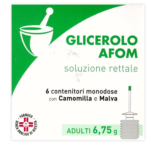 <b>GLICEROLO AFOM SOLUZIONE RETTALE - 6 CONTENITORI MONODOSE CON CAMOMILLA E MALVA </b>