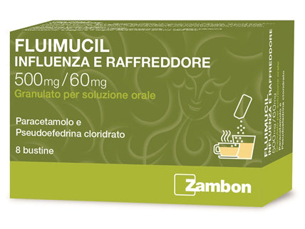 FLUIMUCIL INFLUENZA E RAFFREDDORE*orale 8 bustine 500 mg + 60 mg