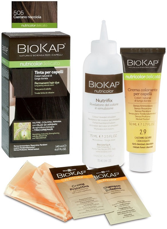 BIOKAP NUTRICOLOR DELICATO 5,05 CASTANO NOCCIOLA TINTA TUBO + FLACONE