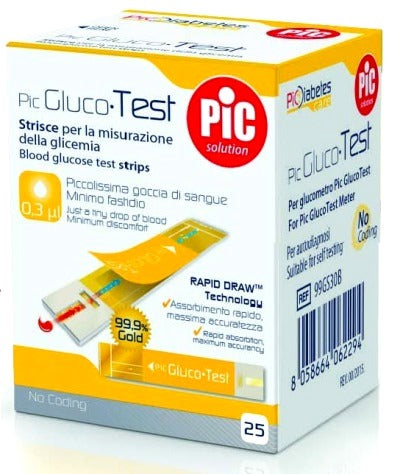 PIC GLUCOTEST BLOOD GLUCOSE TEST STRIPS (25 PCS)