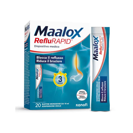 SOSPENSIONE ORALE MAALOX REFLURAPID 20 BUSTINE MONODOSE DA 10 ML