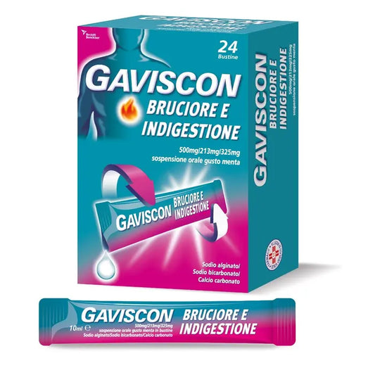 GAVISCON BRUCIORE E INDIGESTIONE 500 MG/213 MG/325 MG SOSPENSIONE ORALE GUSTO MENTA