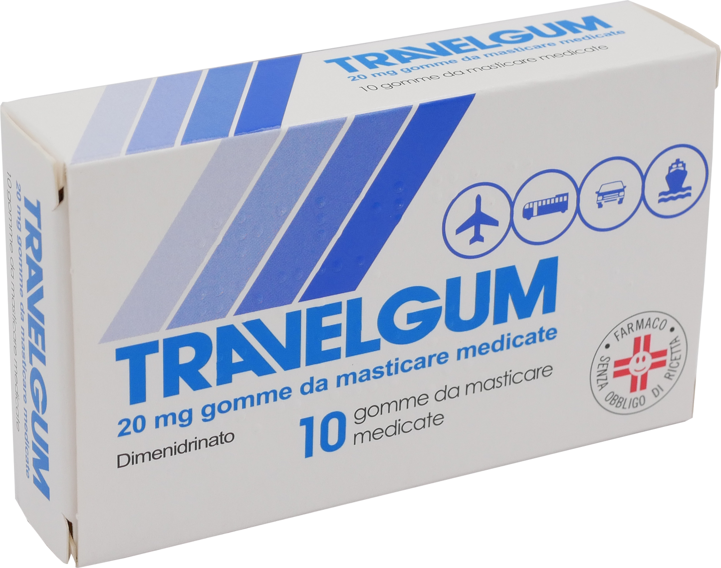 TRAVELGUM 20 MG MEDICATED CHEWING GUMS 10 GUMS