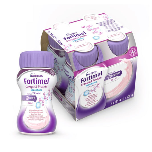 NUTRICIA FORTIMEL COMPACT PROTEIN GUSTO FRUTTI ROSSI RINFRESCANTI 4 BOTTIGLIE DA 125 ML