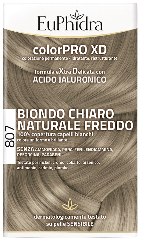 EUPHIDRA COLORPRO XD 807 NATURAL LIGHT BLONDE F COLOR + ACTIVATOR + CONDITIONER + CAP + GLOVES