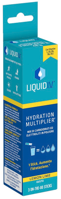 LIQUID IV HYDRATION MULTIPLIER LEMON LIME 3 ON-THE-GO STICKS DA 12 G