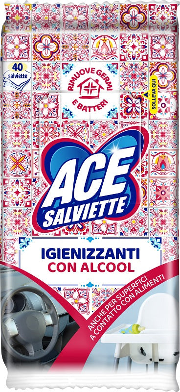 ACE SALVIETTE IGIENIZZANTI ALCOOL 40 PEZZI