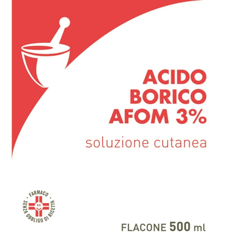 AFOM BORIC ACID "3% SKIN SOLUTION" 1 BOTTLE OF 500 ML"
