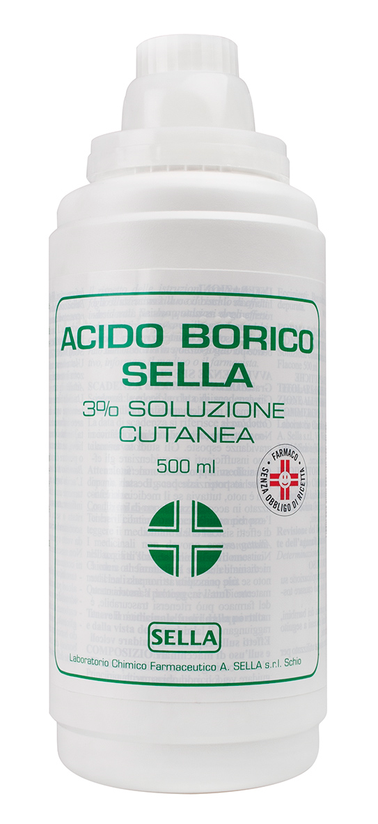 BORIC ACID SELLA "3% SKIN SOLUTION" 500 ML BOTTLE"