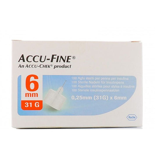 ACCU-FINE INSULIN PEN NEEDLE ACCU-CHEK GAUGE 31 X 6MM 100 PIECES