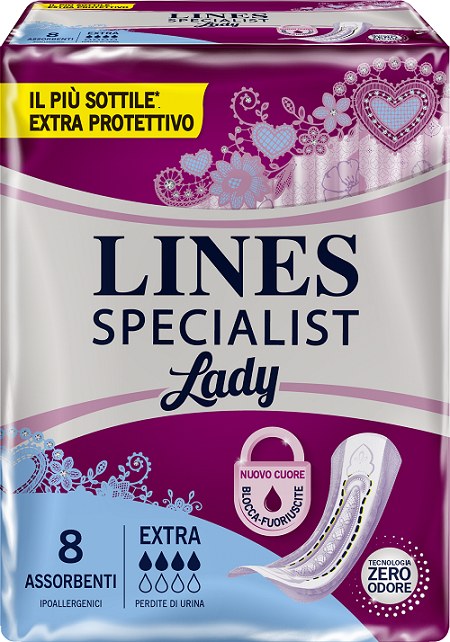 LINES SPECIALIST LADY EXTRA HYPOALLERGENIC INCONTINENCE PADS 8 PIECES