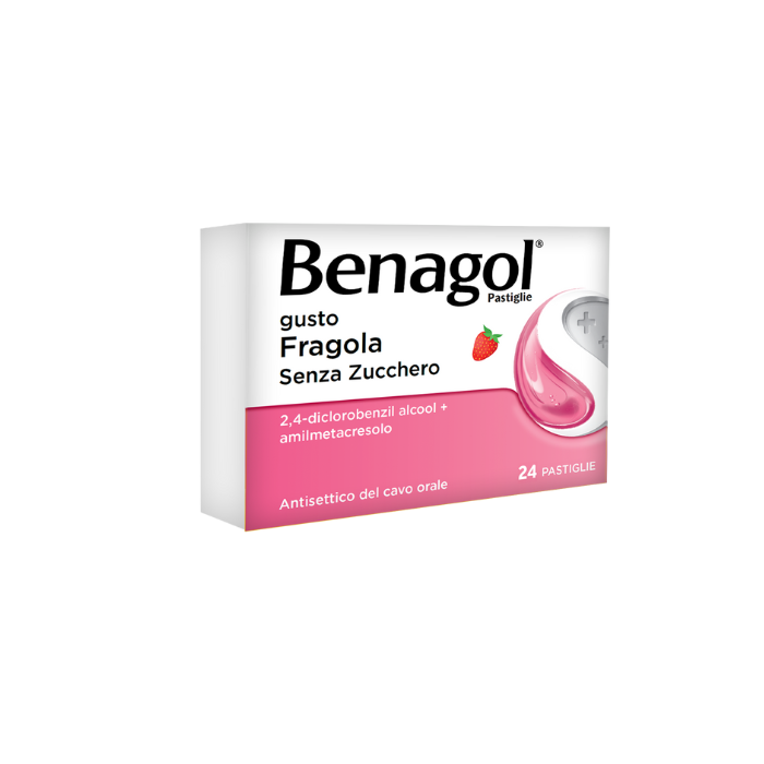 BENAGOL*24 pastiglie 0,6 mg + 1,2 mg fragola senza zucchero