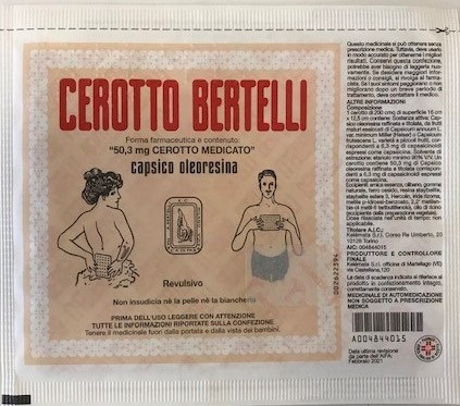 CEROTTO BERTELLI "192 MG CEROTTO MEDICATO"1 CEROTTO 16 X 12,5 CM"