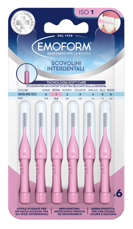 EMOFORM ISO 1 PINK INTERDENTAL BRUSH 6 PIECES