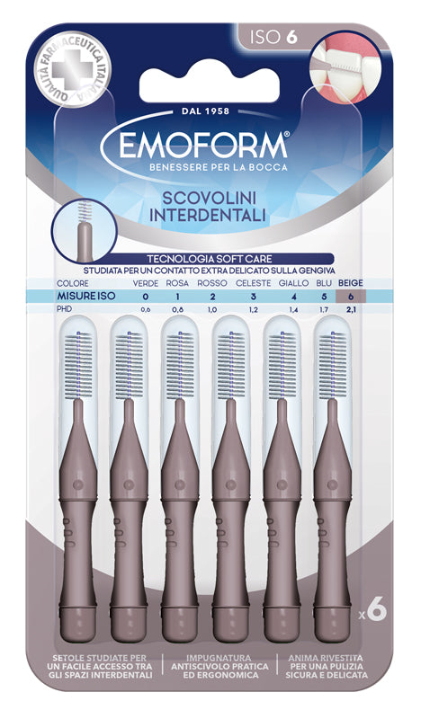EMOFORM ISO 6 BEIGE INTERDENTAL BRUSH 6 PIECES