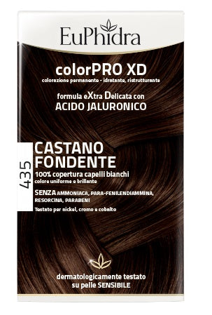 EUPHIDRA COLORPRO XD 435 DARK BROWN HAIR COLORING GEL IN BOTTLE + ACTIVATOR + CONDITIONER + GLOVES