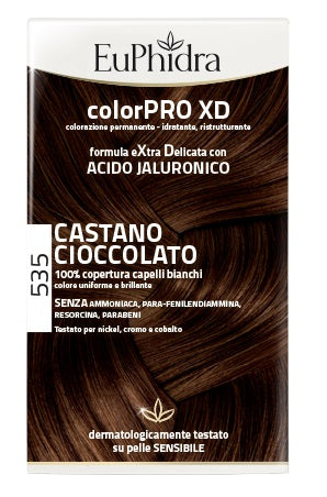 EUPHIDRA COLORPRO XD 535 CHOCOLATE BROWN HAIR COLORING GEL IN BOTTLE + ACTIVATOR + CONDITIONER + GLOVES