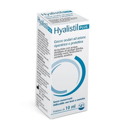 HYALISTIL PLUS EYE DROPS HYALURONIC ACID 0.4% DISTILLED GINKGO BILOBA WATER + BLACKBERRY + FENNEL + CENTELLA ASIATICA 10 ML