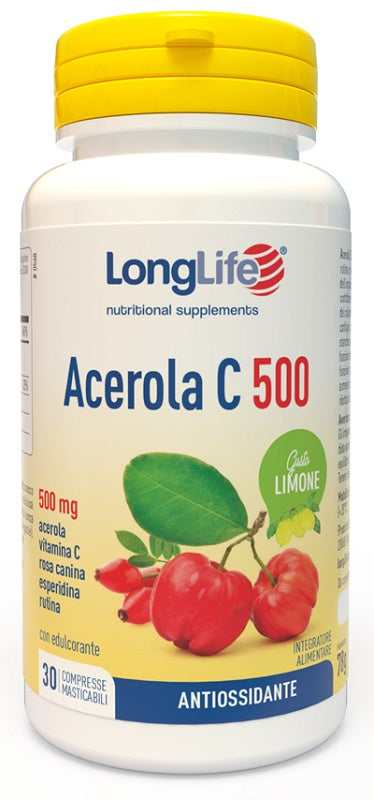 LONGLIFE ACEROLA C500 LEMON 30 CHEWABLE TABLETS