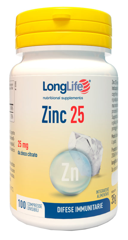 LONGLIFE ZINC 25 MG 100 DIVISIBLE TABLETS