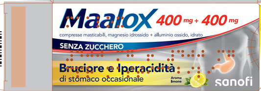 MAALOX 400 MG + 400 MG COMPRESSE MASTICABILI SENZA ZUCCHERO