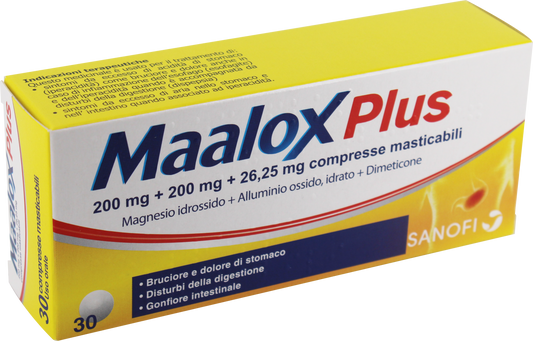 MAALOX PLUS 200 MG + 200 MG + 25 MG CHEWABLE TABLETS 30 TABLETS