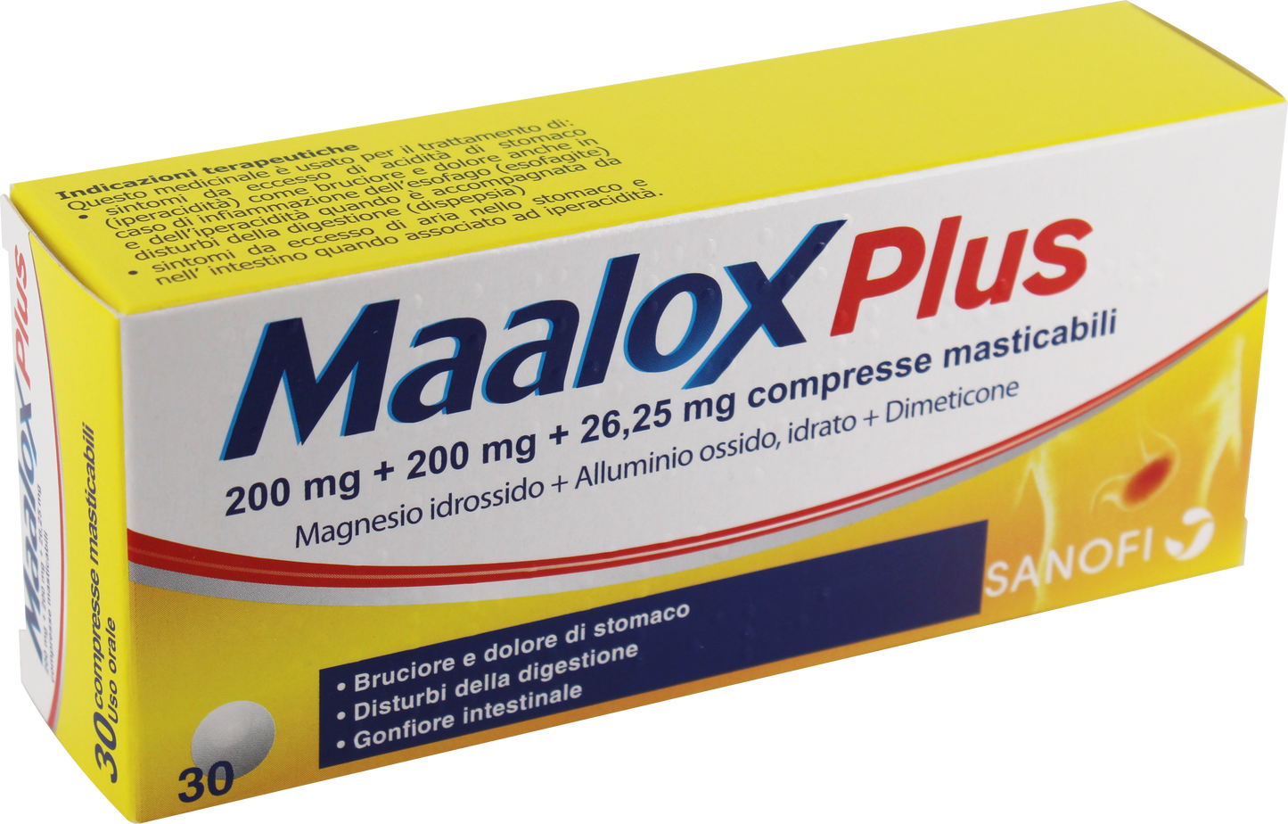 MAALOX PLUS 200 MG + 200 MG + 25 MG CHEWABLE TABLETS 30 TABLETS