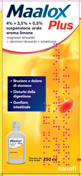 MAALOX PLUS 4% + 3,5% + 0,5% SOSPENSIONE ORALE AROMA LIMONE