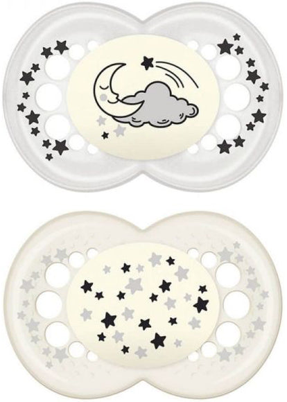 MAM ORIGINAL NIGHT PACIFIER 6+ MONTHS NEUTRAL SILICONE 2 PIECES