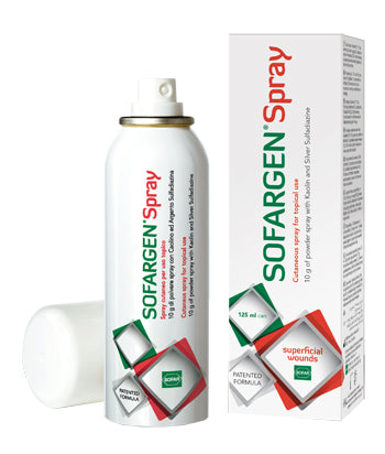 MEDICAZIONE IN POLVERE SPRAY CON CAOLINO E ARGENTO SULFADIAZINA 1% SOFARGEN SPRAY 10 G BOMBOLETTA PRESSURIZZATA 125 ML