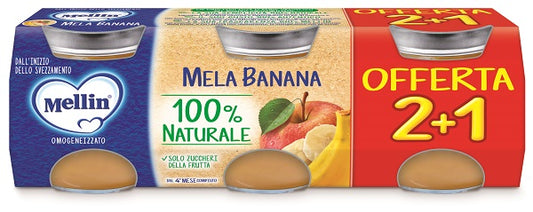 MELLIN OMOGENEIZZATO MELA BANANA 3 PEZZI DA 100 G