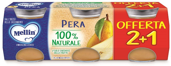 MELLIN OMOGENEIZZATO PERA 3 PEZZI DA 100 G