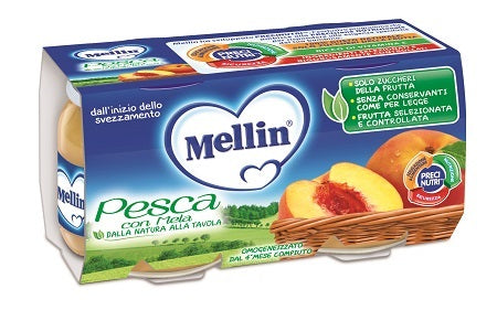 MELLIN OMOGENEIZZATO PESCA MELA 100 G 2 PEZZI