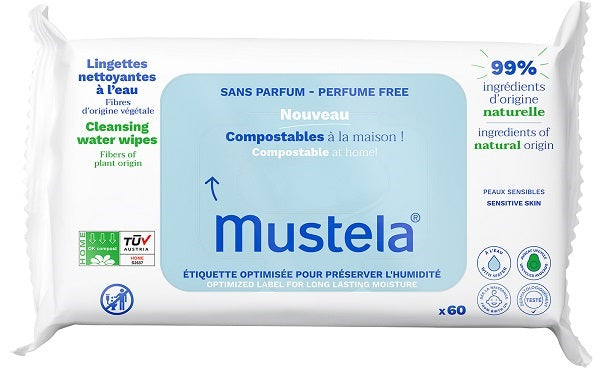 MUSTELA SALVIETTE ACQUA COMPOSTABILI SENZA PROFUMO 60 PEZZI