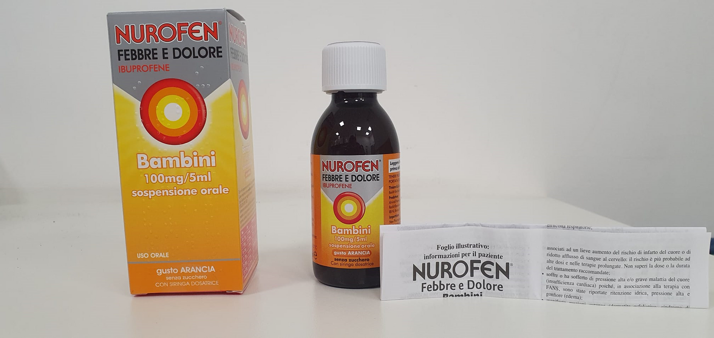 NUROFEN FEBBRE E DOLORE BAMBINI 100MG/5ML SOSPENSIONE ORALE SENZA ZUCCHERO