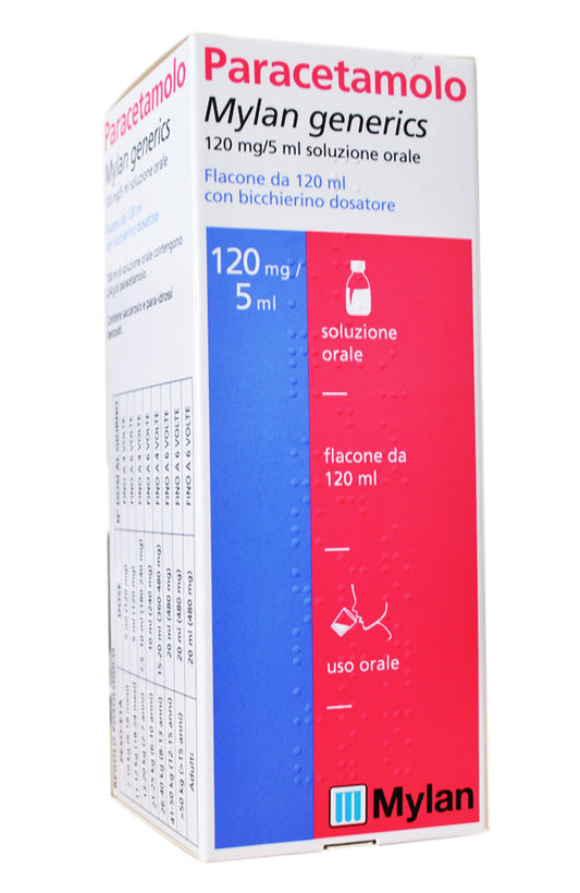 PARACETAMOLO MYLAN GENERICS 120 MG/5 ML SOLUZIONE ORALE