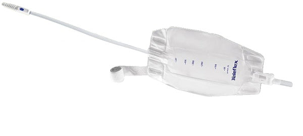 SACCA RACCOGLI URINA DA GAMBA PER INCONTINENZA 3 CAMERE COMFORT 500 ML A BASSO PROFILO IN PVC LATO RIVESTITO TNT CON TUBO DIRITTO 45 CM SENZA PUNTO DI PRELIEVO VARIABILE 8 PEZZI