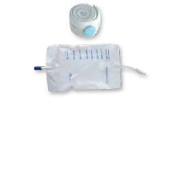 PVC LEG URINE COLLECTION BAG FOR INCONTINENCE 750 ML STRAIGHT CONNECTOR TUBE 10 CM + DRAIN TAP + ANTI-REFLUX VALVE + 2 BUTTON BANDS 10 PIECES
