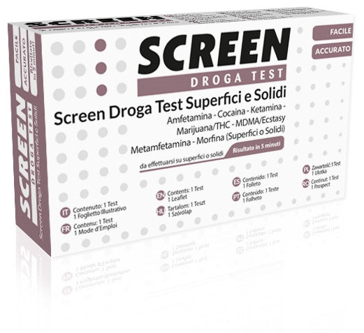 SCREEN DROGA TEST 7 DROGHE SU SUPERFICI SOLIDI O POLVERI TEST ANTIDROGA