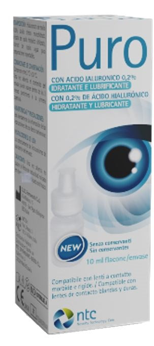 STERILE SOLUTION FOR OPHTHALMIC USE PURE MOISTURIZING AND LUBRICANT 0.2% HYALURONIC ACID WITHOUT PRESERVATIVES 10 ML