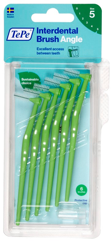 TEPE ANGLE INTERDENTAL BRUSH GREEN 0.8MM 6 PIECES